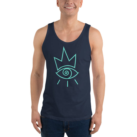 navy with turquoise genderless tank